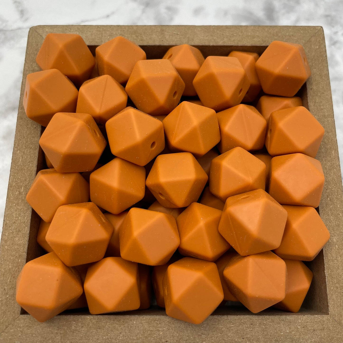 Hex 14mm Silicone Beads - Clay