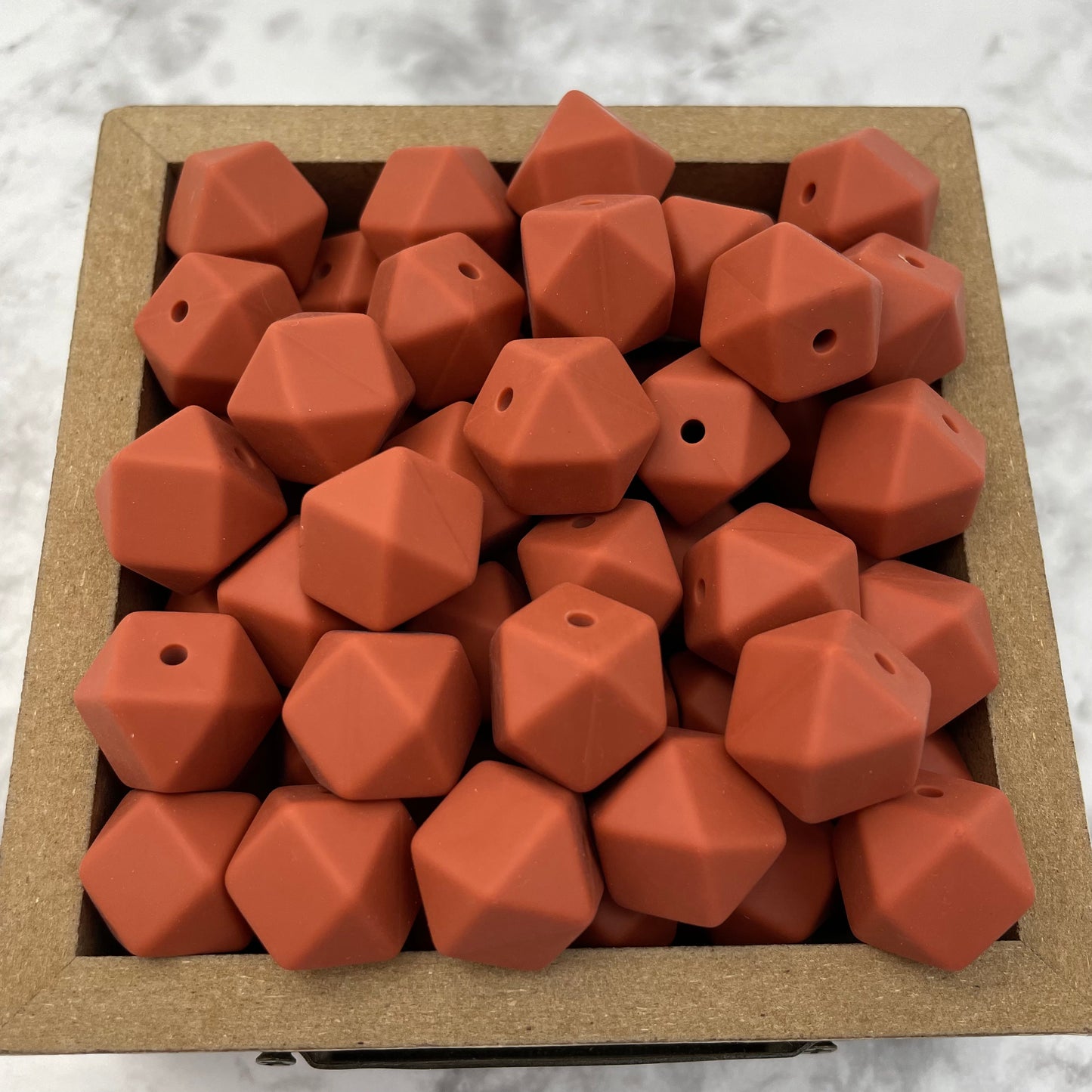 Hex 14mm Silicone Beads - Rust