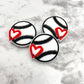 Baseball Heart Silicone Focal Bead