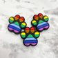 Rainbow Paw Print Silicone Focal Bead