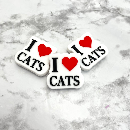 I Love Cats Silicone Focal Bead