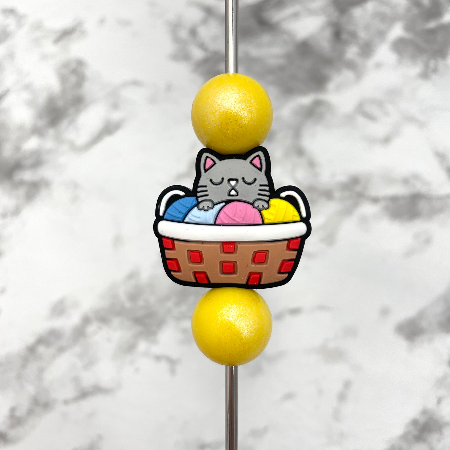 Basket Cat #2 Silicone Focal Bead