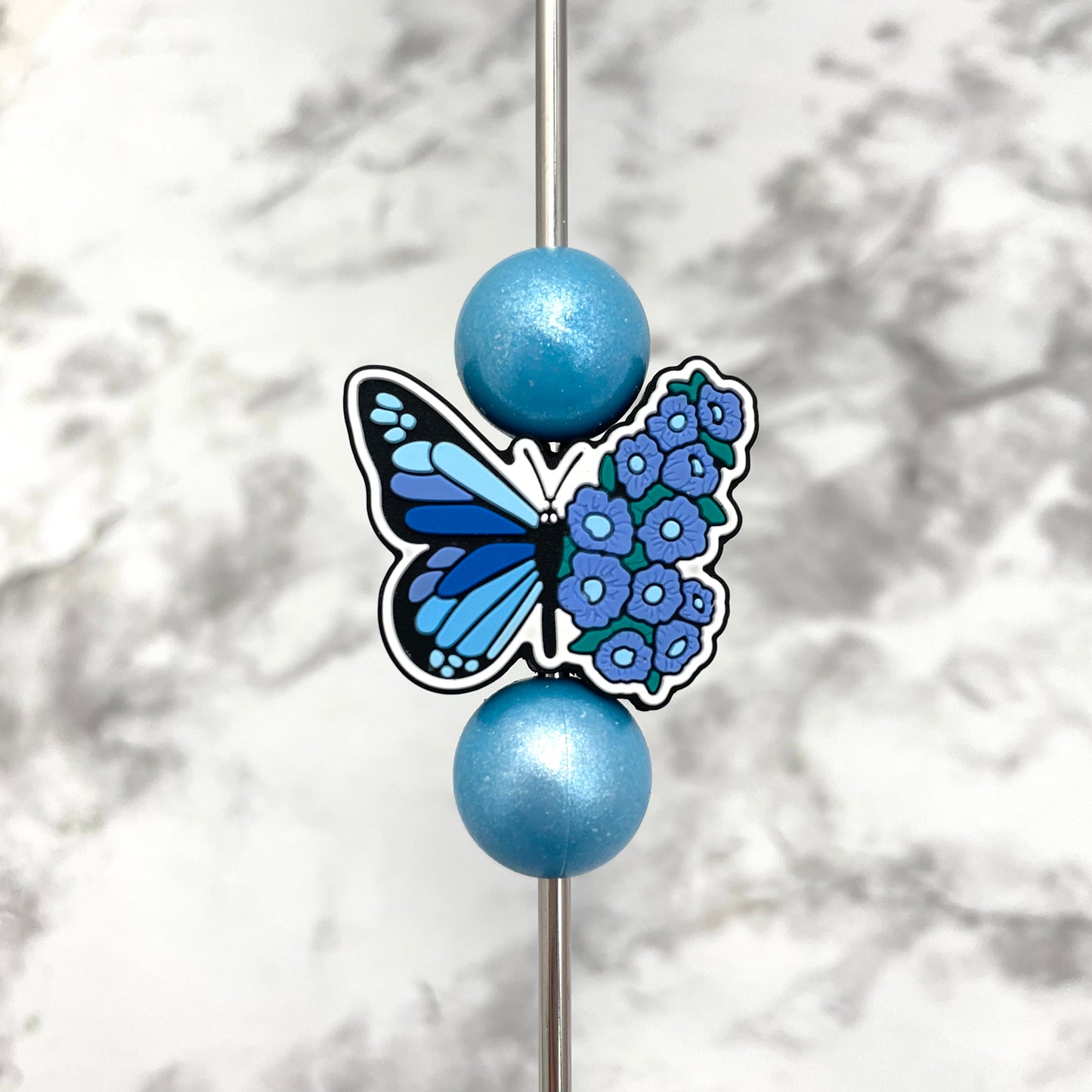 Butterfly Flowers Silicone Focal Bead