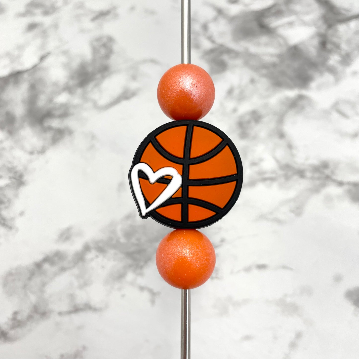 Basketball Heart Silicone Focal Bead