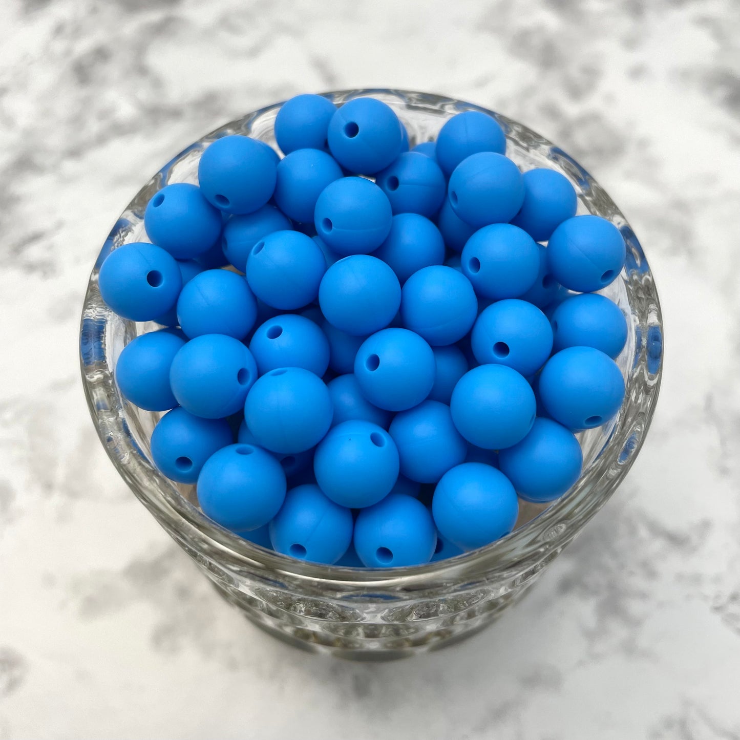 9mm Round Silicone Beads - Deep Sky Blue