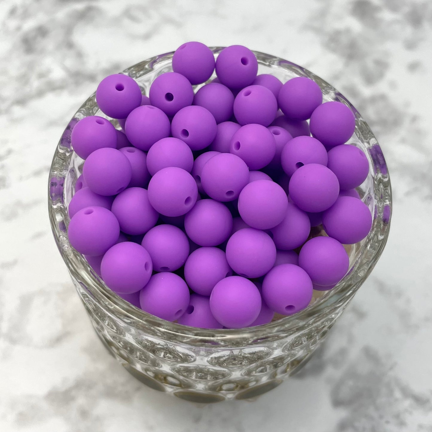 9mm Round Silicone Beads - Medium Purple