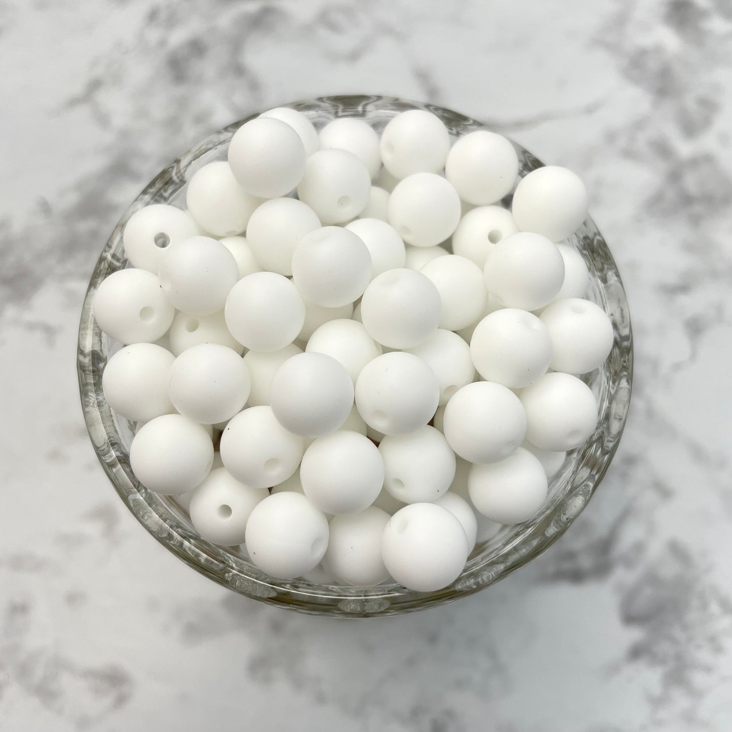 9mm Round Silicone Beads - White