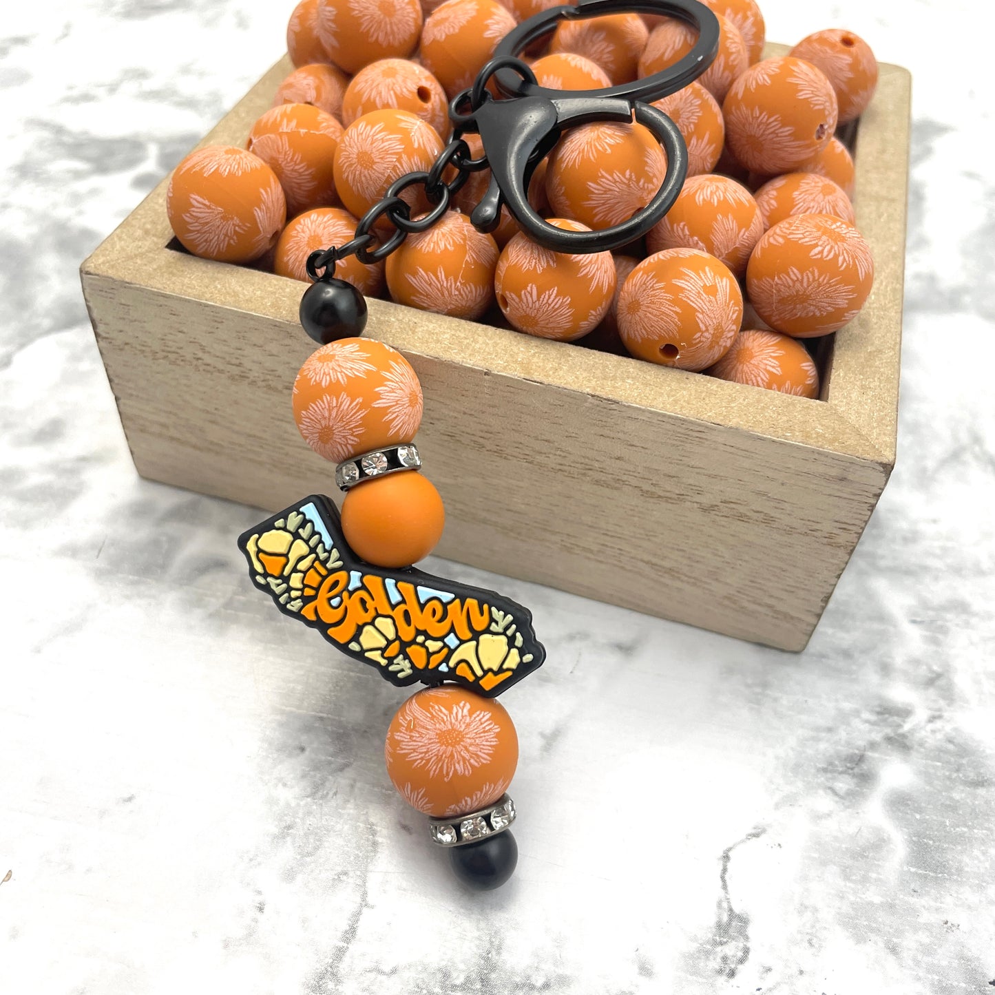 15mm Round Silicone Beads - Golden Ochre Print *EXCLUSIVE*