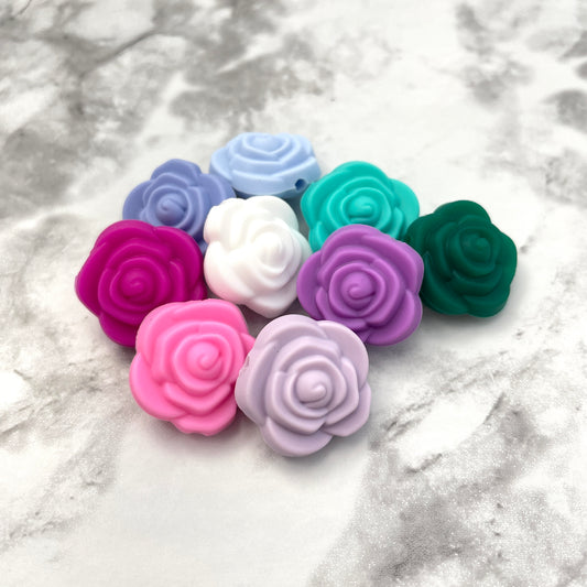 Little Rose Flower Silicone Focal Bead