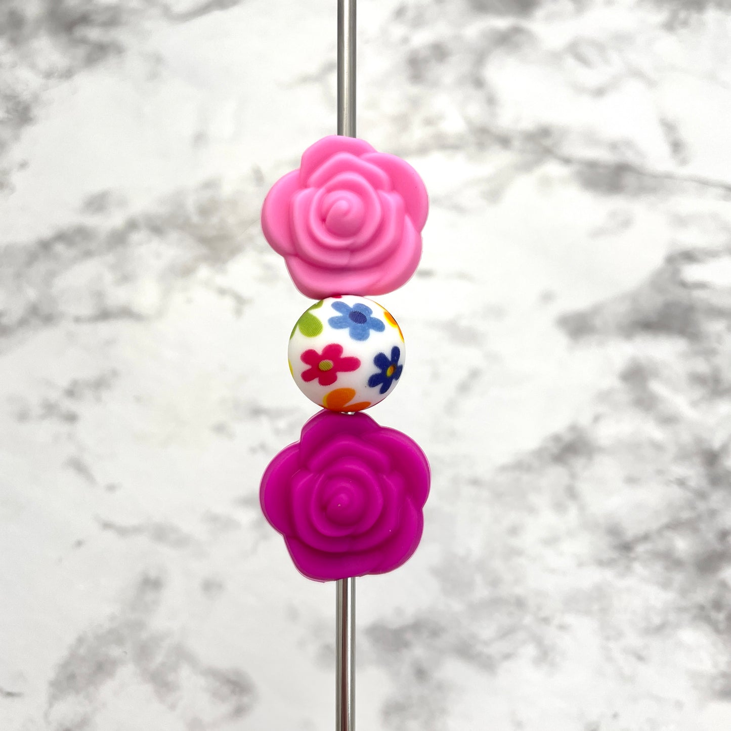 Little Rose Flower Silicone Focal Bead