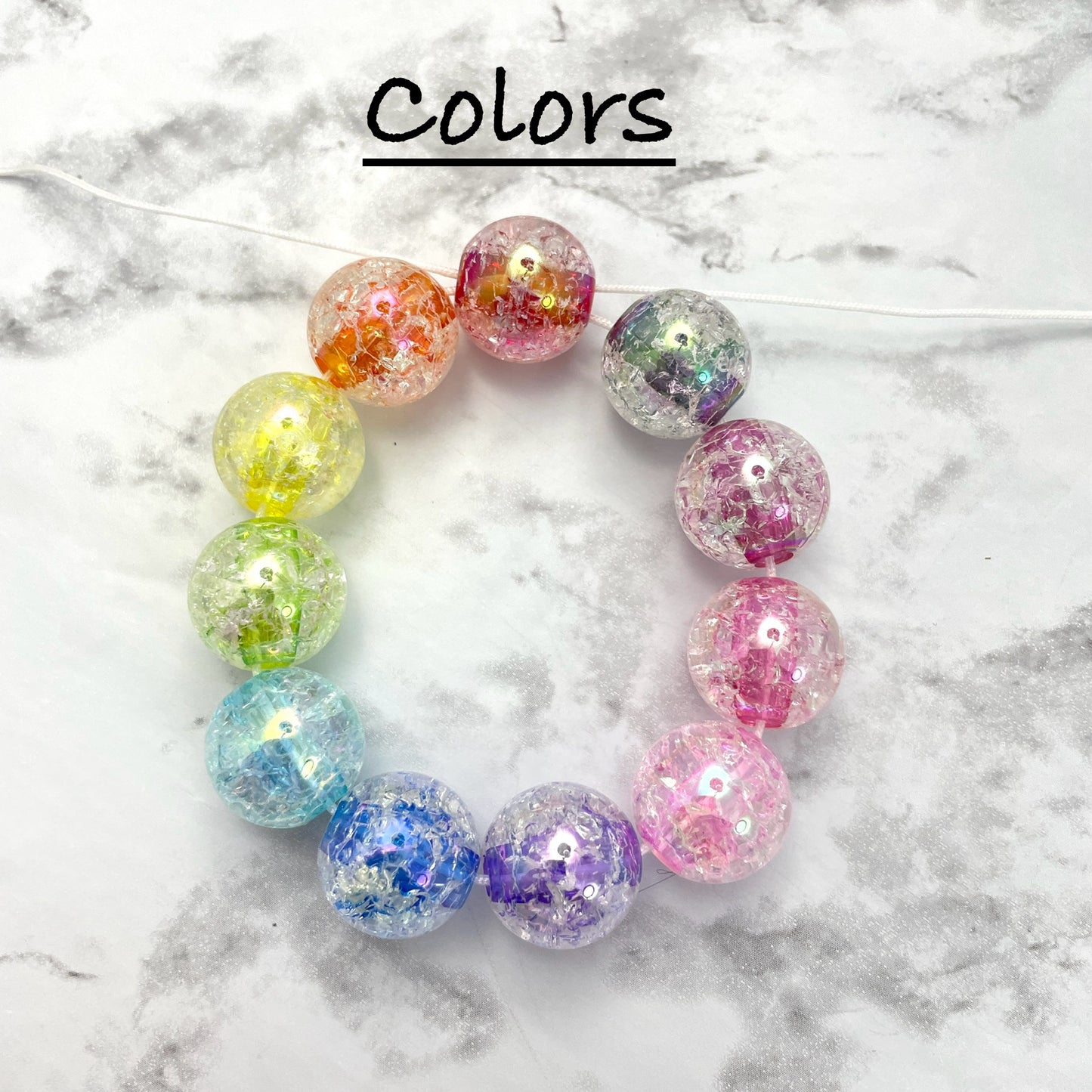 16mm Color Core Crackle Acrylic Bubblegum Bead Scoops