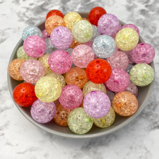 20mm Crackle Acrylic Bubblegum Beads