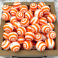 15mm Round Silicone Beads - Orange Swirl Print