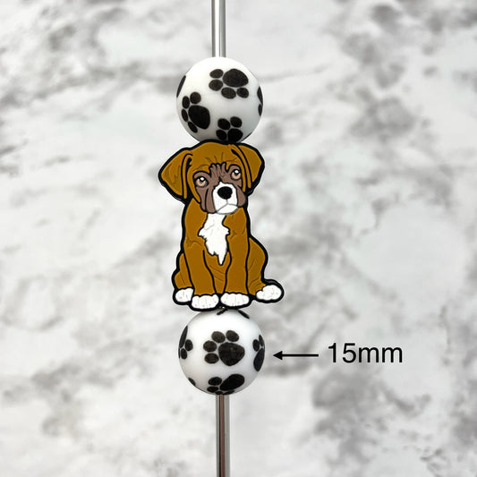 Boxer Puppy Dog Silicone Focal Bead