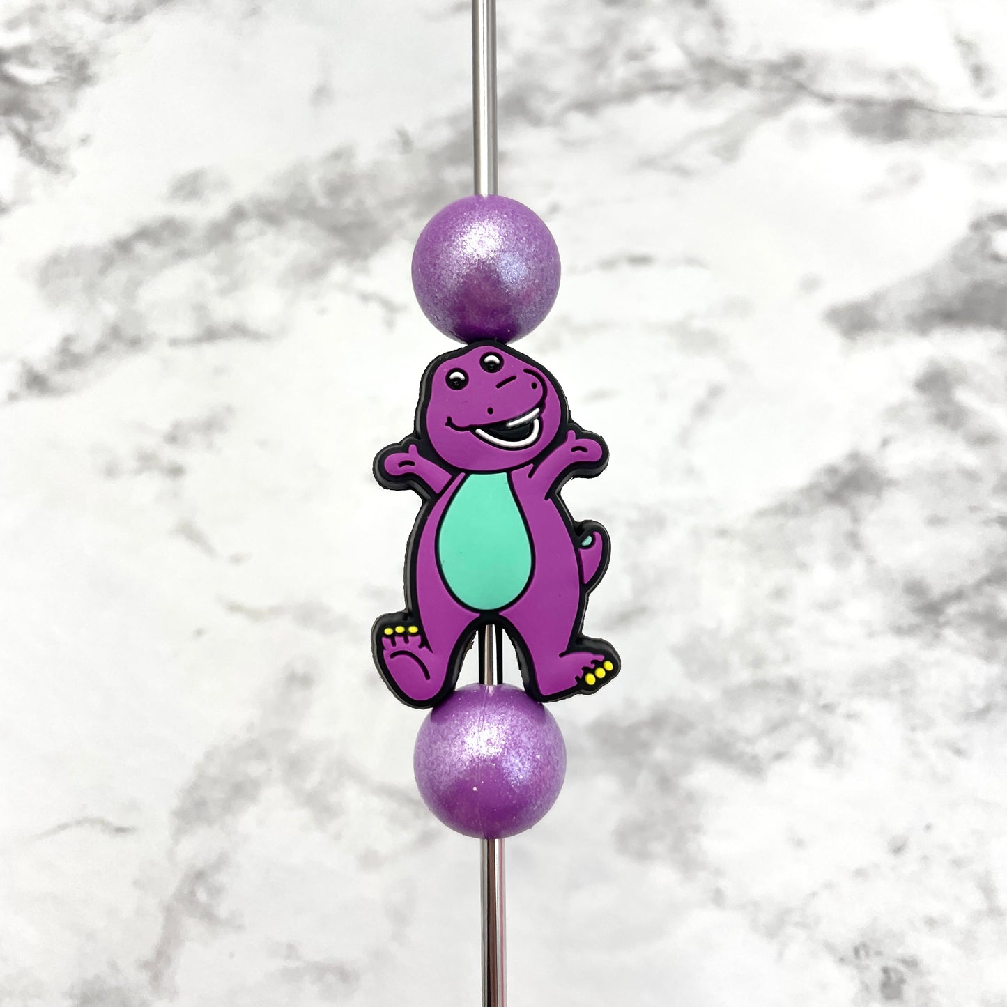 Purple Dinosaur Soft PVC Focal Bead