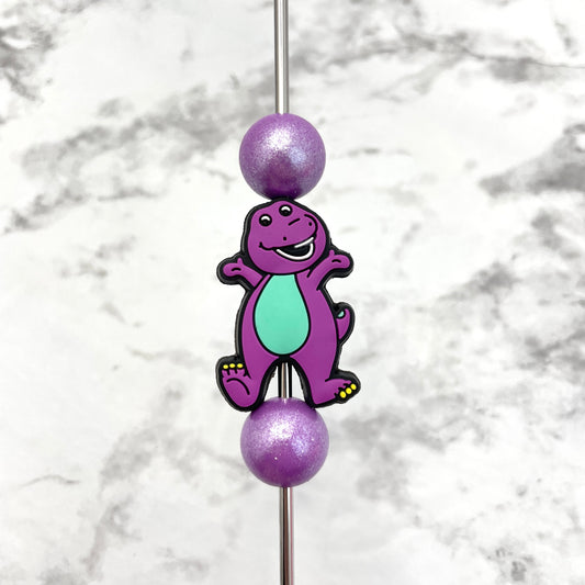 Purple Dinosaur Soft PVC Focal Bead