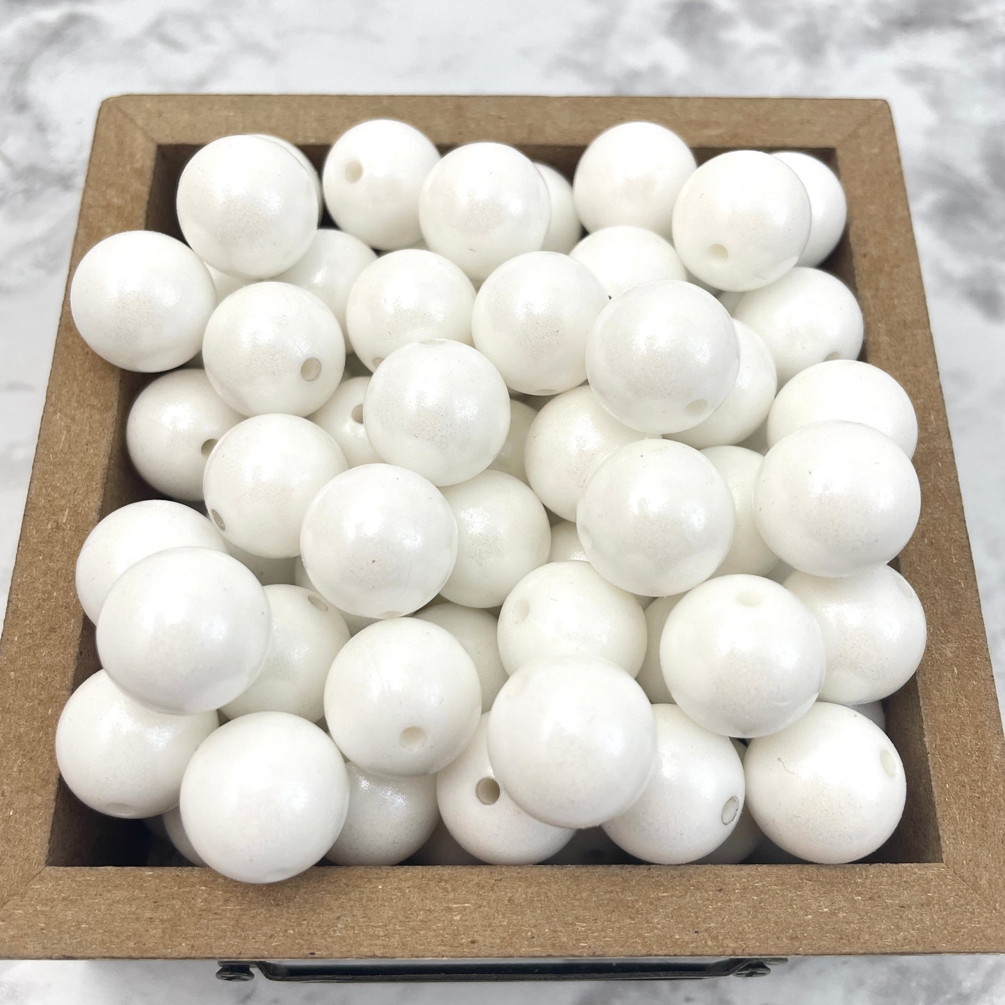 15mm Round Silicone Beads - White Opal