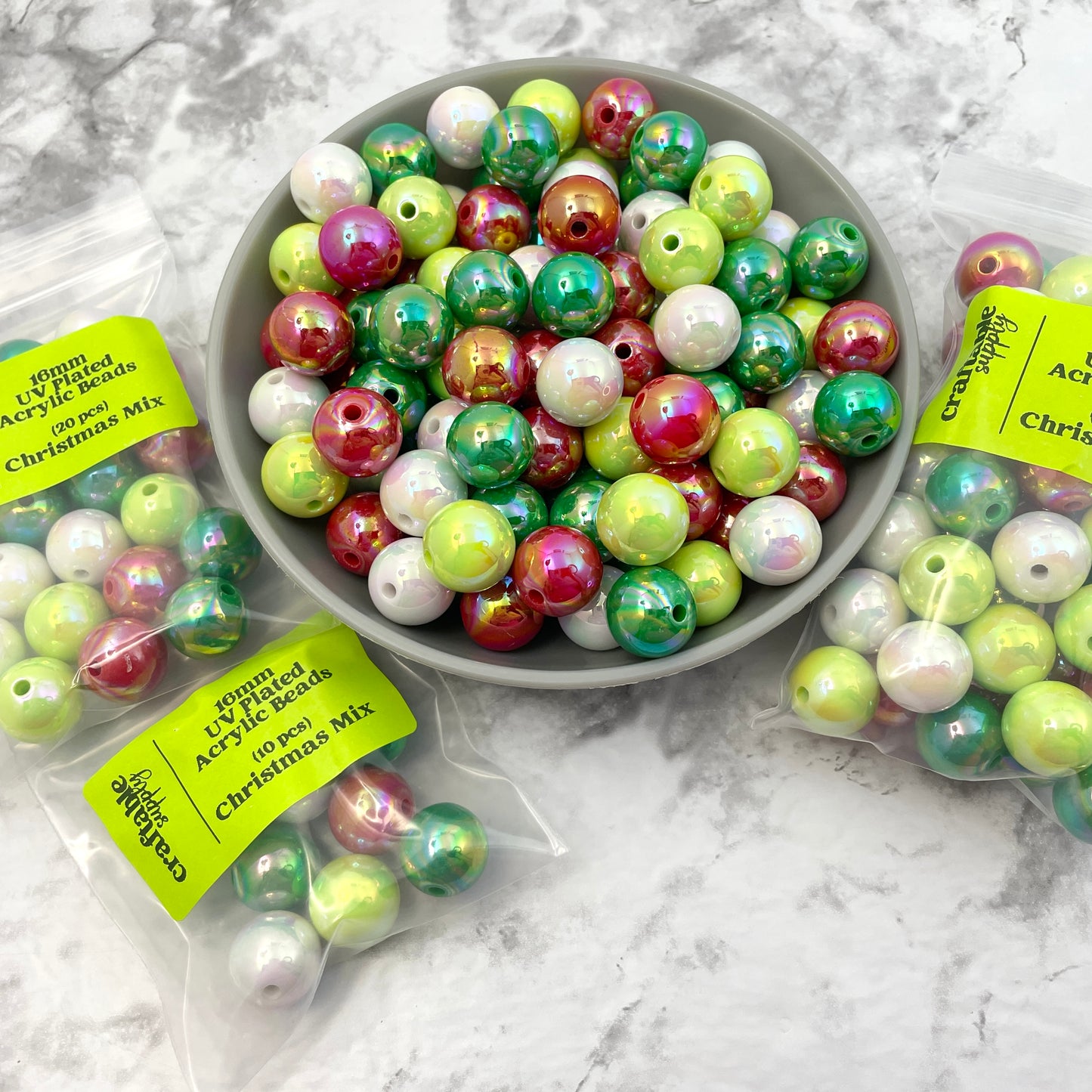 16mm UV Acrylic Bead Packs - Christmas