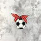 Soccer Polka Dot Bow Planar Resin Flatback