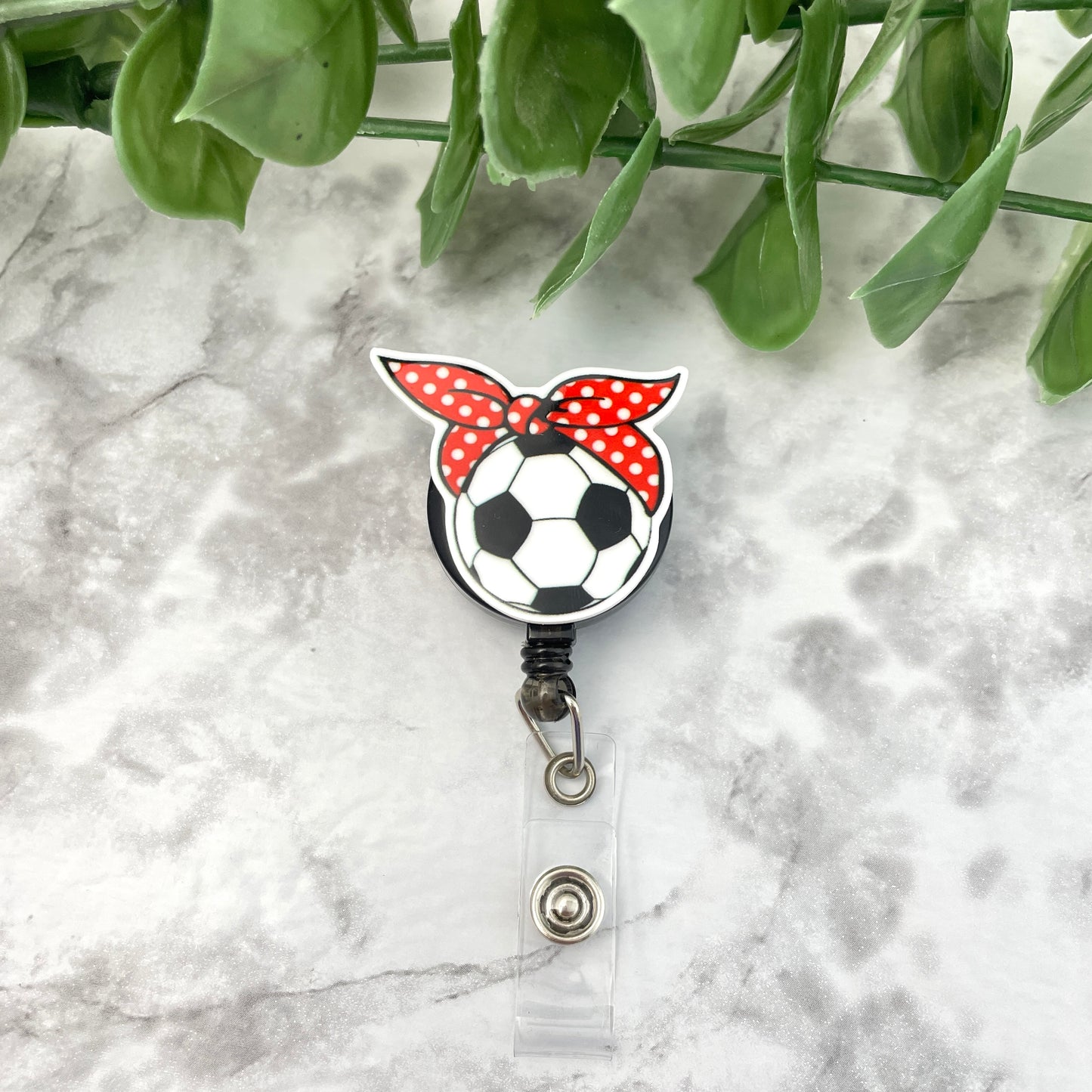 Soccer Polka Dot Bow Planar Resin Flatback