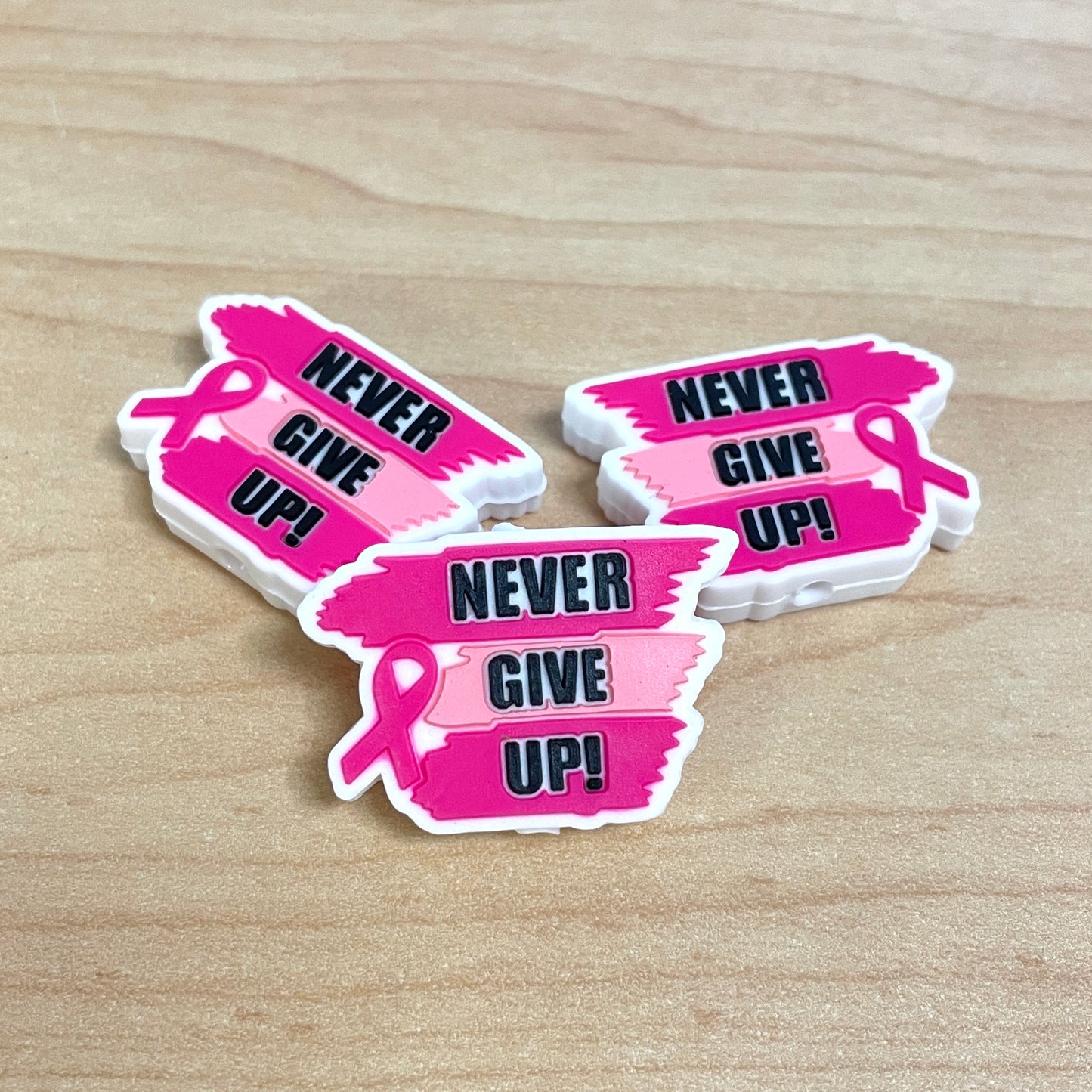 Never Give Up Silicone Focal Bead