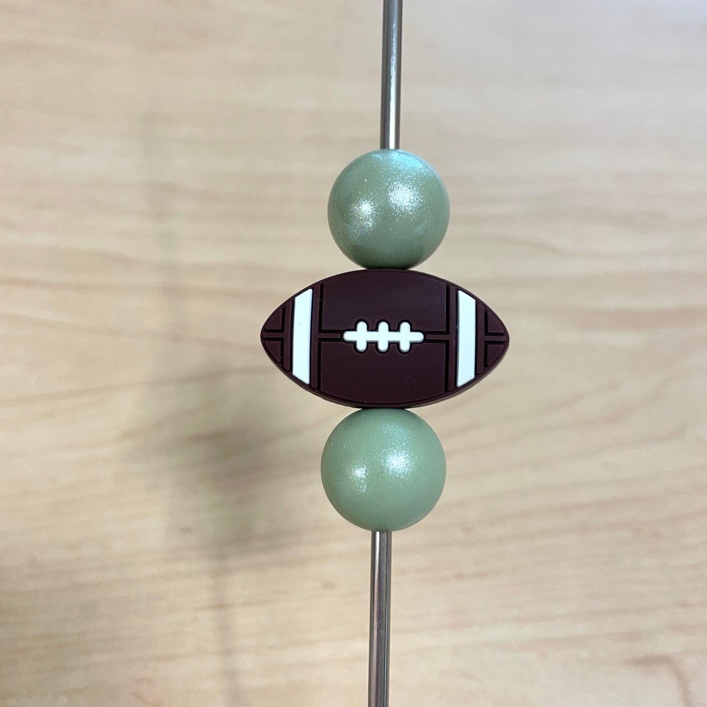 Horizontal Football Silicone Focal Bead