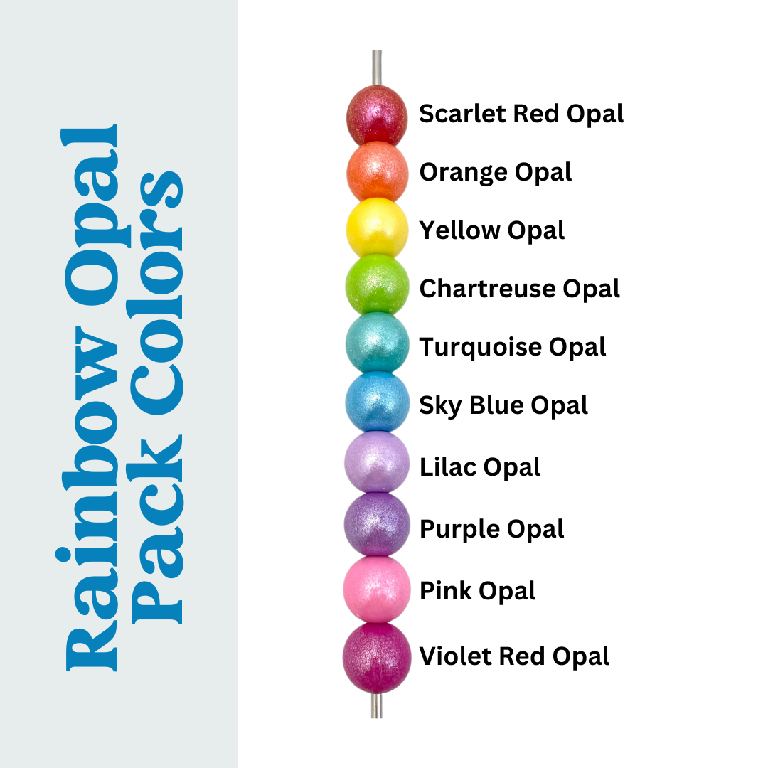 15mm Round Silicone Bead Pack - Rainbow Opals (100pcs)