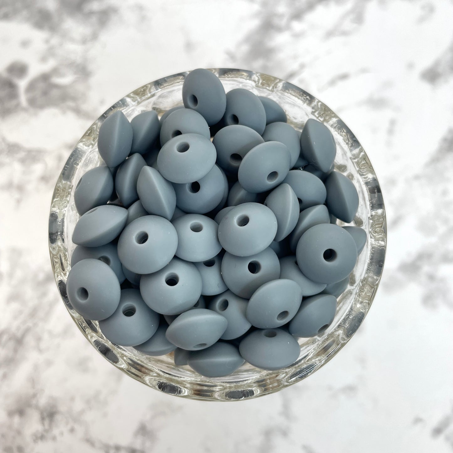 12mm Lentil Silicone Beads - Dark Gray