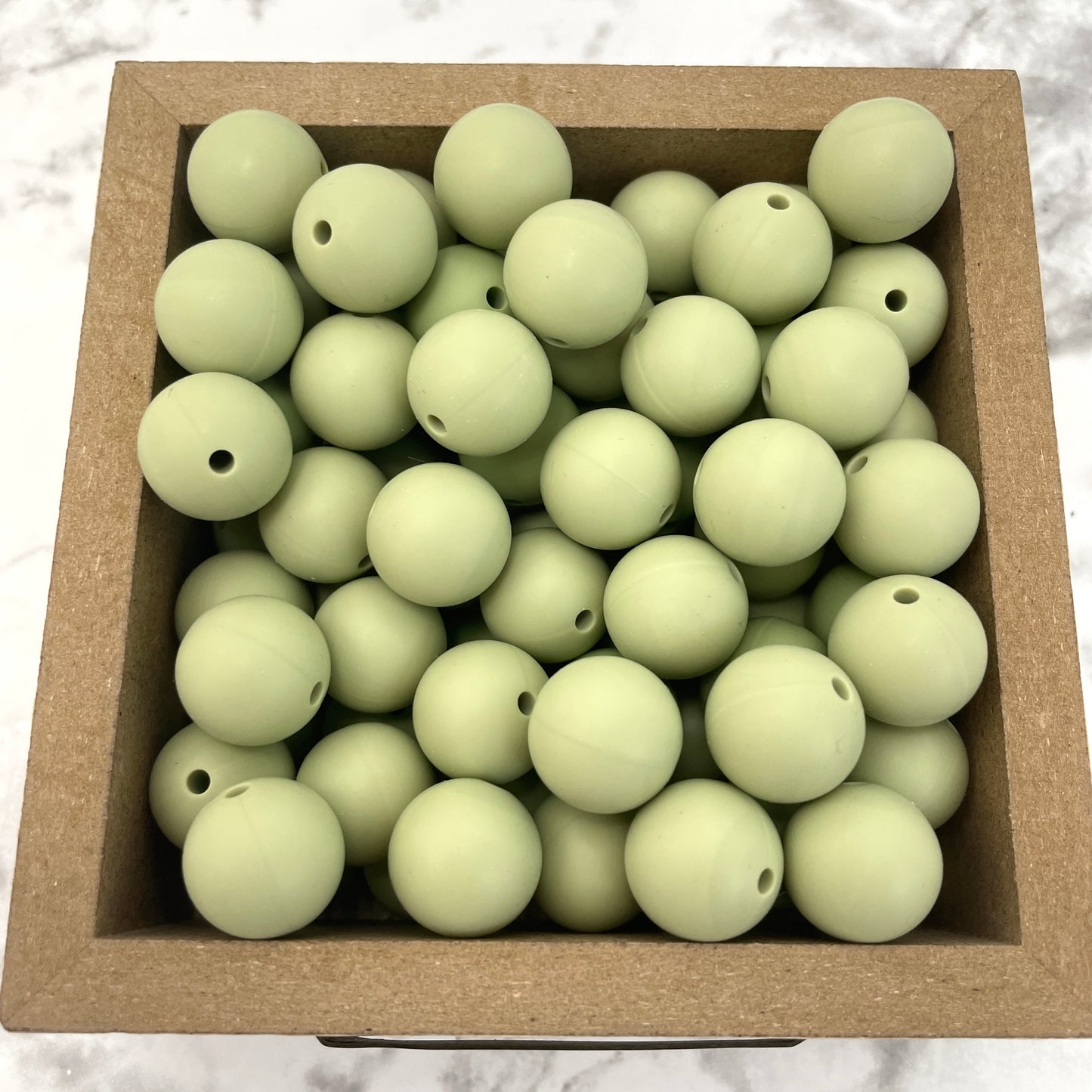 15mm Round Silicone Beads - Lint Green