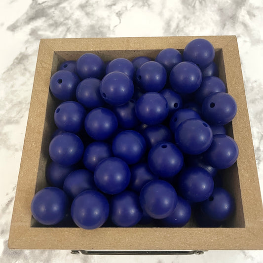 15mm Round Silicone Beads - Navy Blue