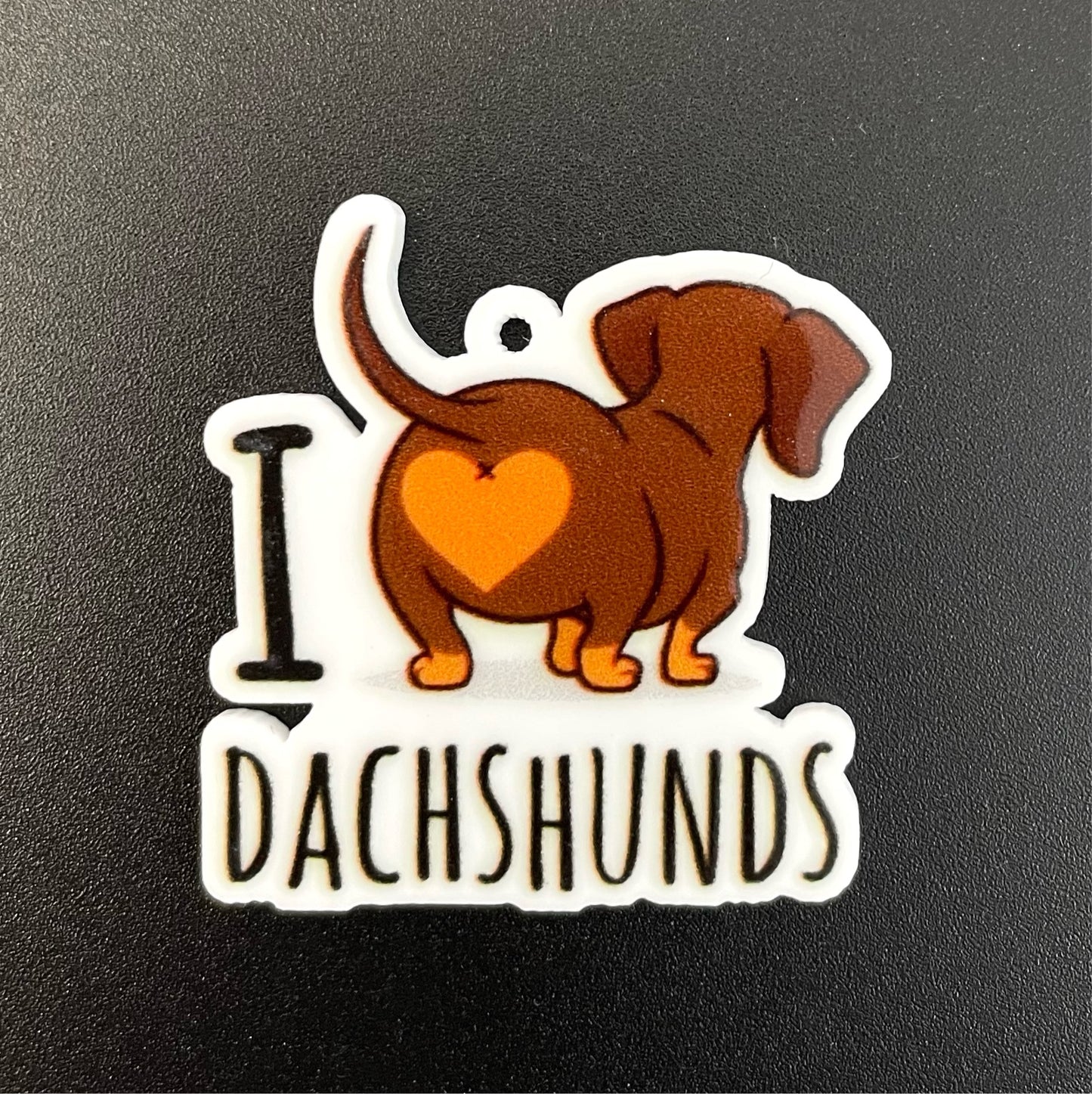 I Heart Dachshunds Planar Resin Flatback with Hole