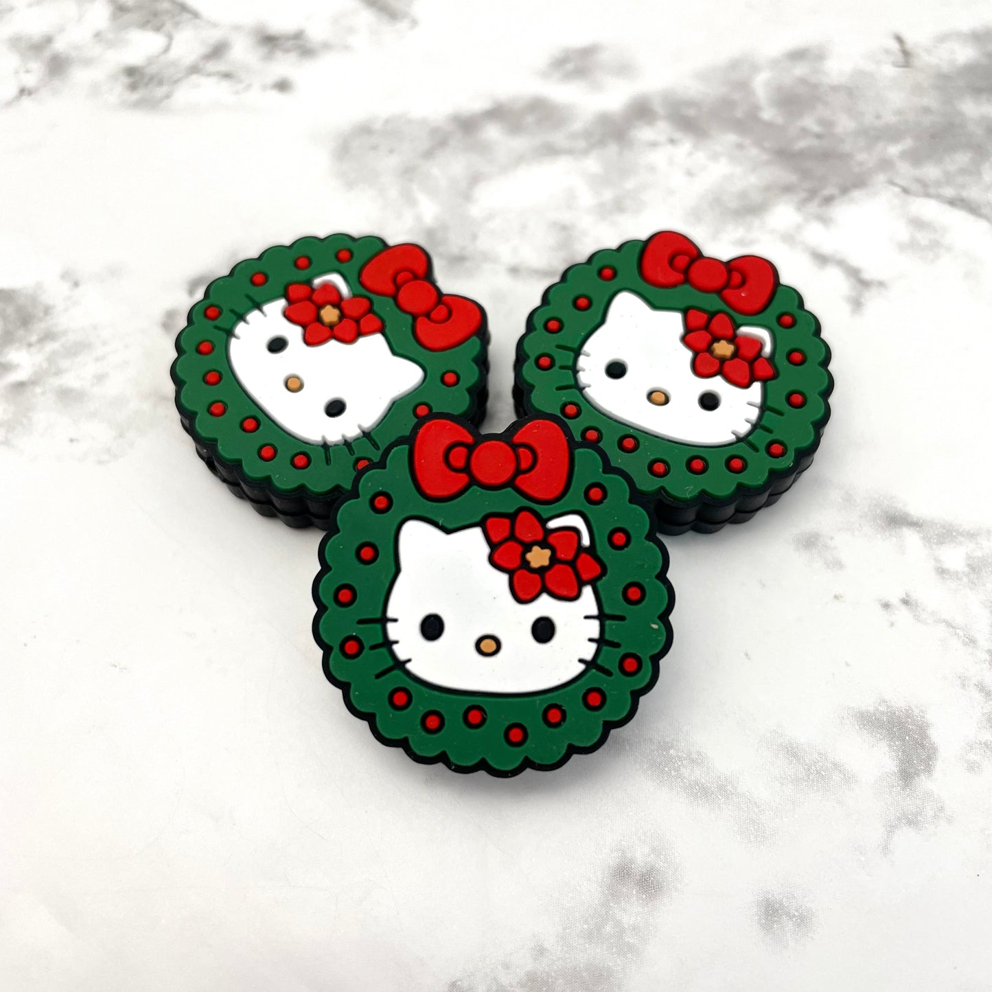 Christmas Kitty Kat Silicone Focal Bead