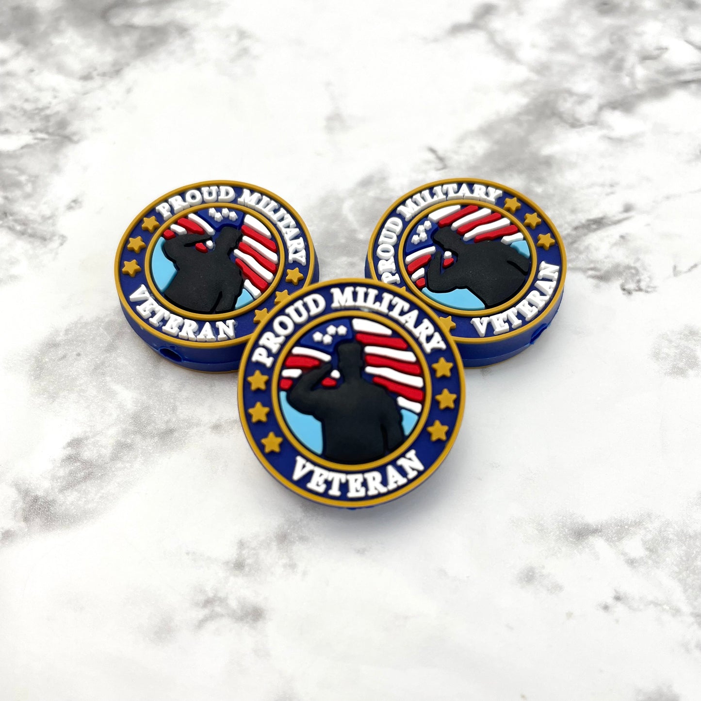 Proud Military Veteran Soft PVC Focal Bead