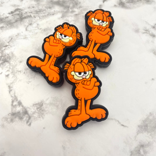 Orange Cartoon Cat Silicone Focal Bead