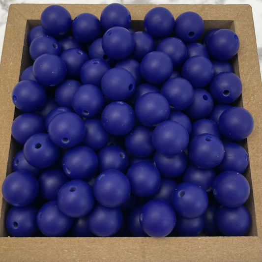 12mm Round Silicone Beads - Navy Blue