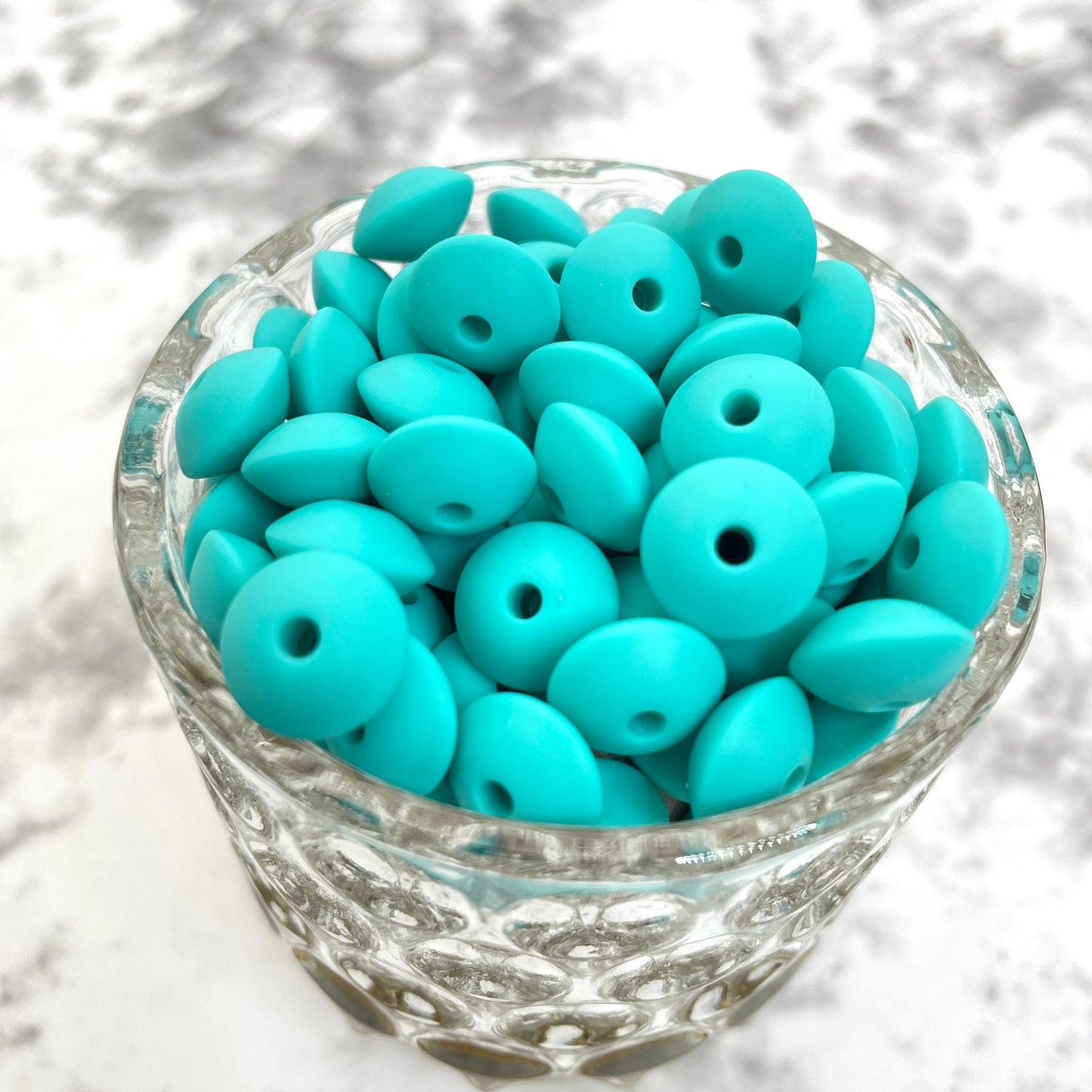 12mm Lentil Silicone Beads - Turquoise