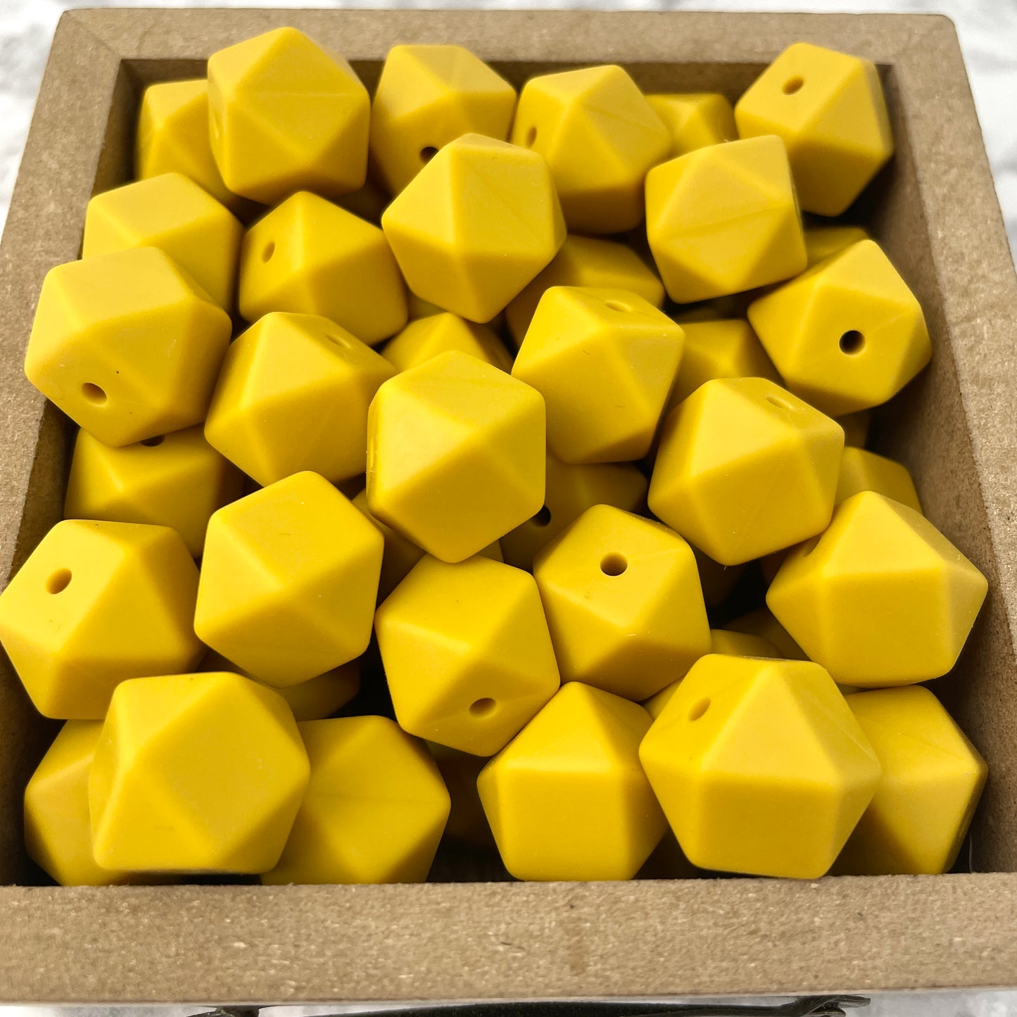 Hex 14mm Silicone Beads - Mustard