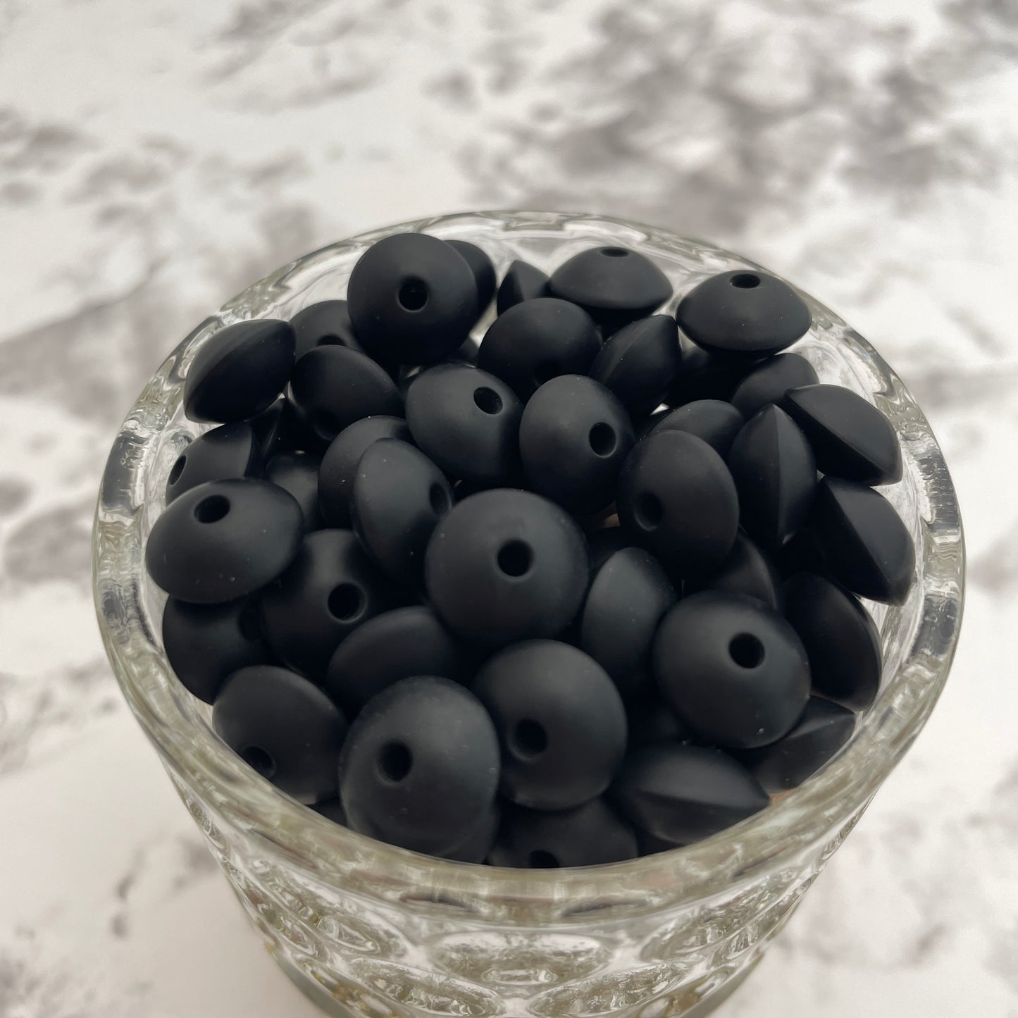 12mm Lentil Silicone Beads - Black