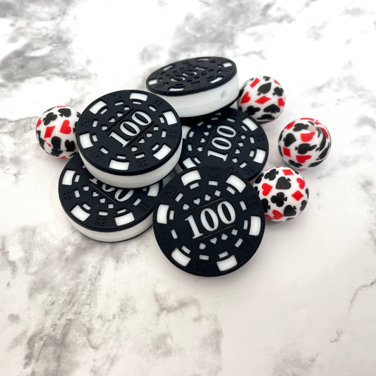 Poker Chip Silicone Focal Bead