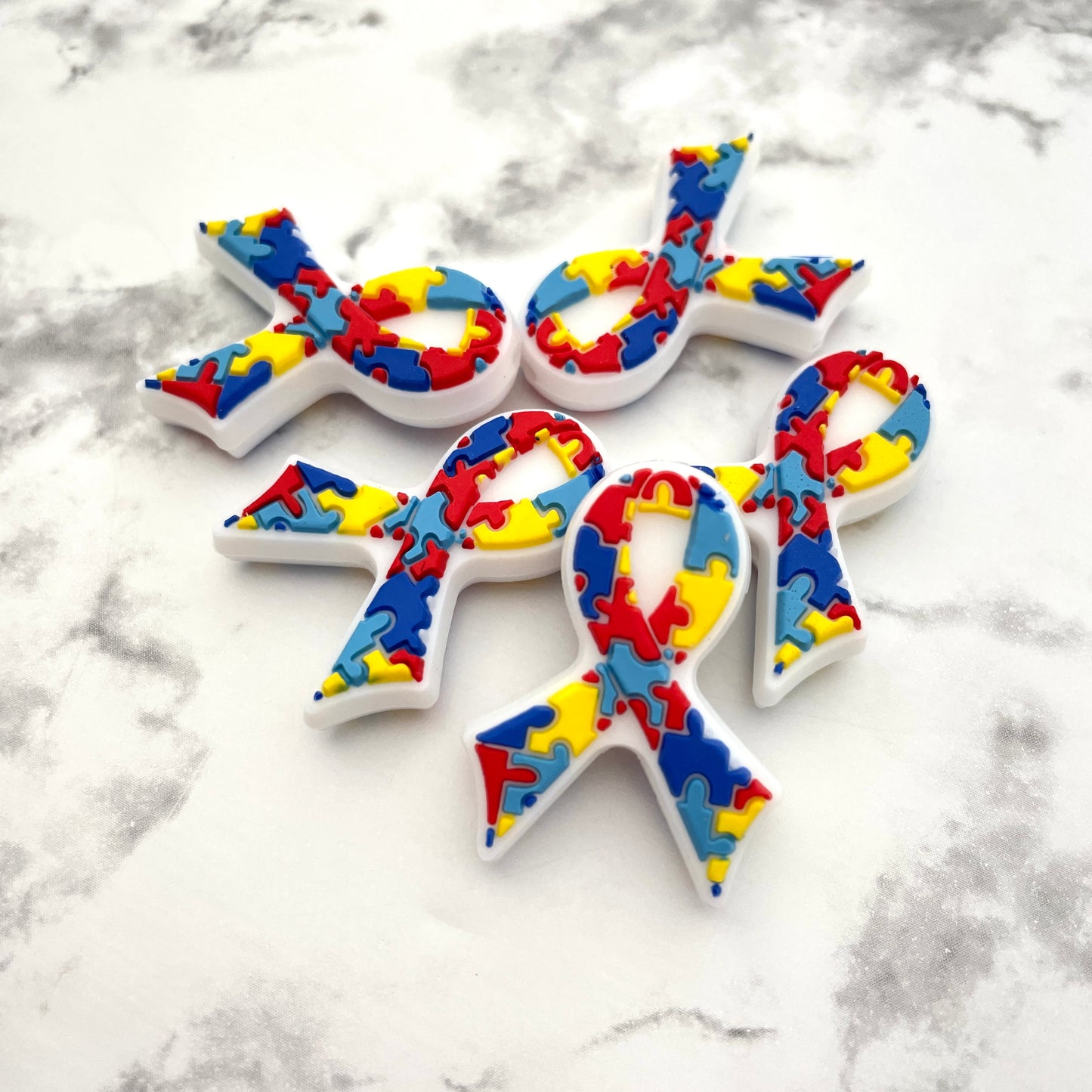 Autism Ribbon Silicone Focal Bead