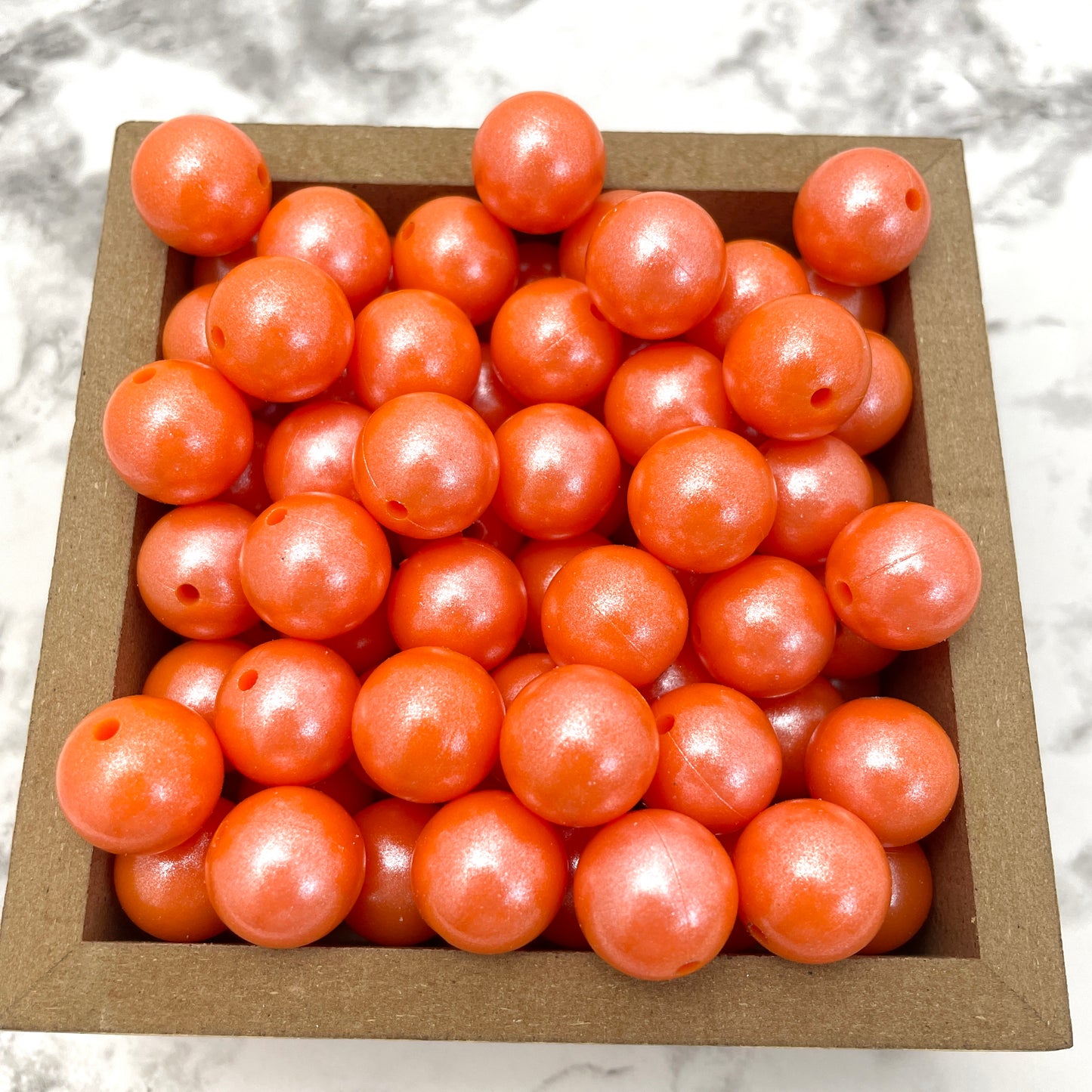 15mm Round Silicone Beads - Orange Opal