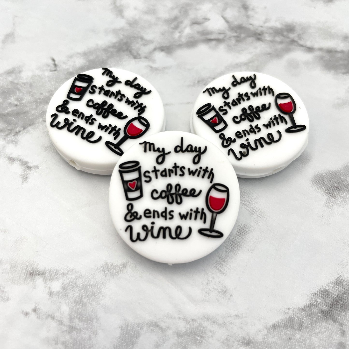 Starts with Coffee Ends with Wine Silicone Focal Bead