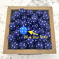 15mm Round Silicone Beads - Navy Star Print