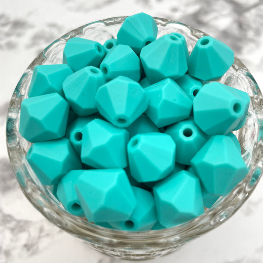 13mm Diamond Silicone Beads - Turquoise