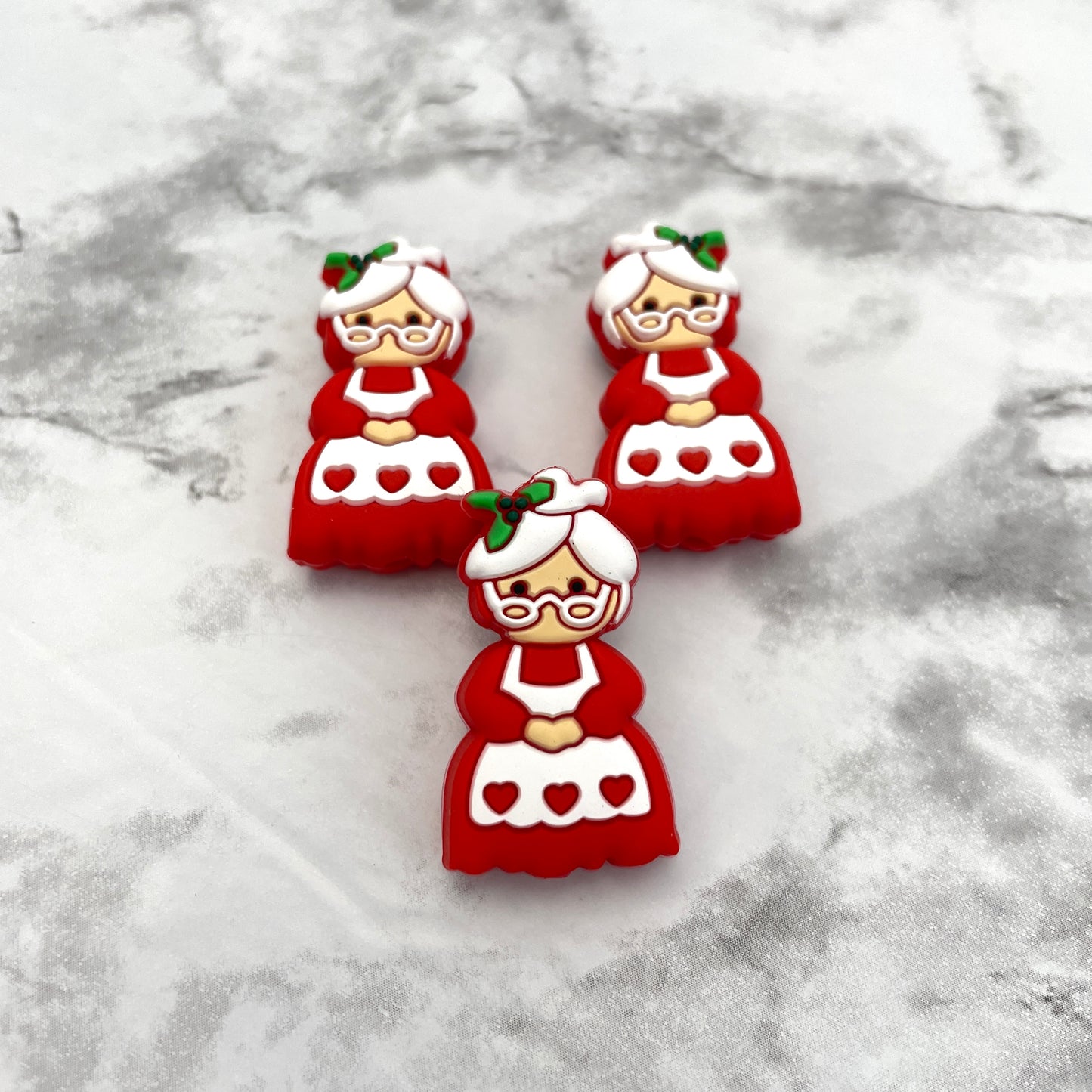 Mrs Clause Christmas Silicone Focal Bead