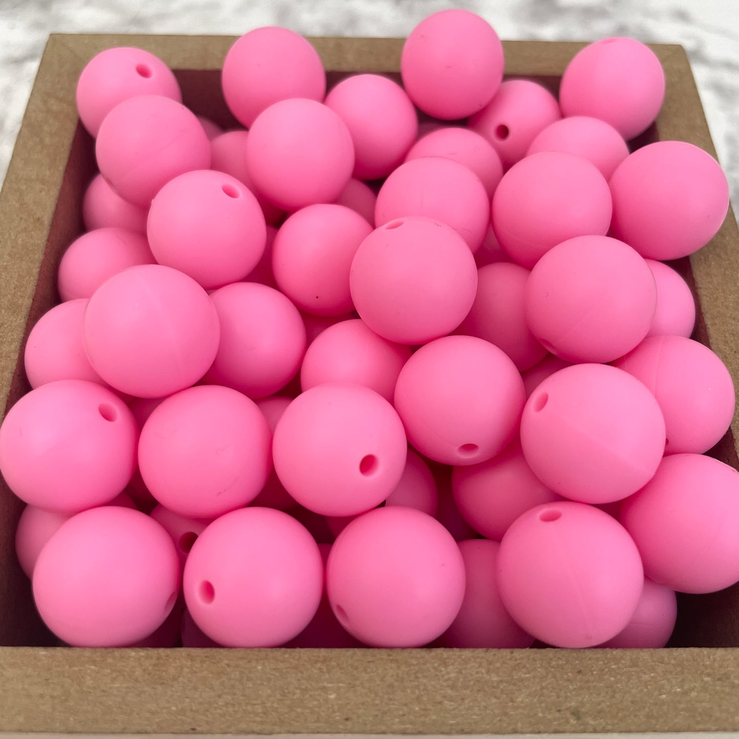 15mm Round Silicone Beads - Pink