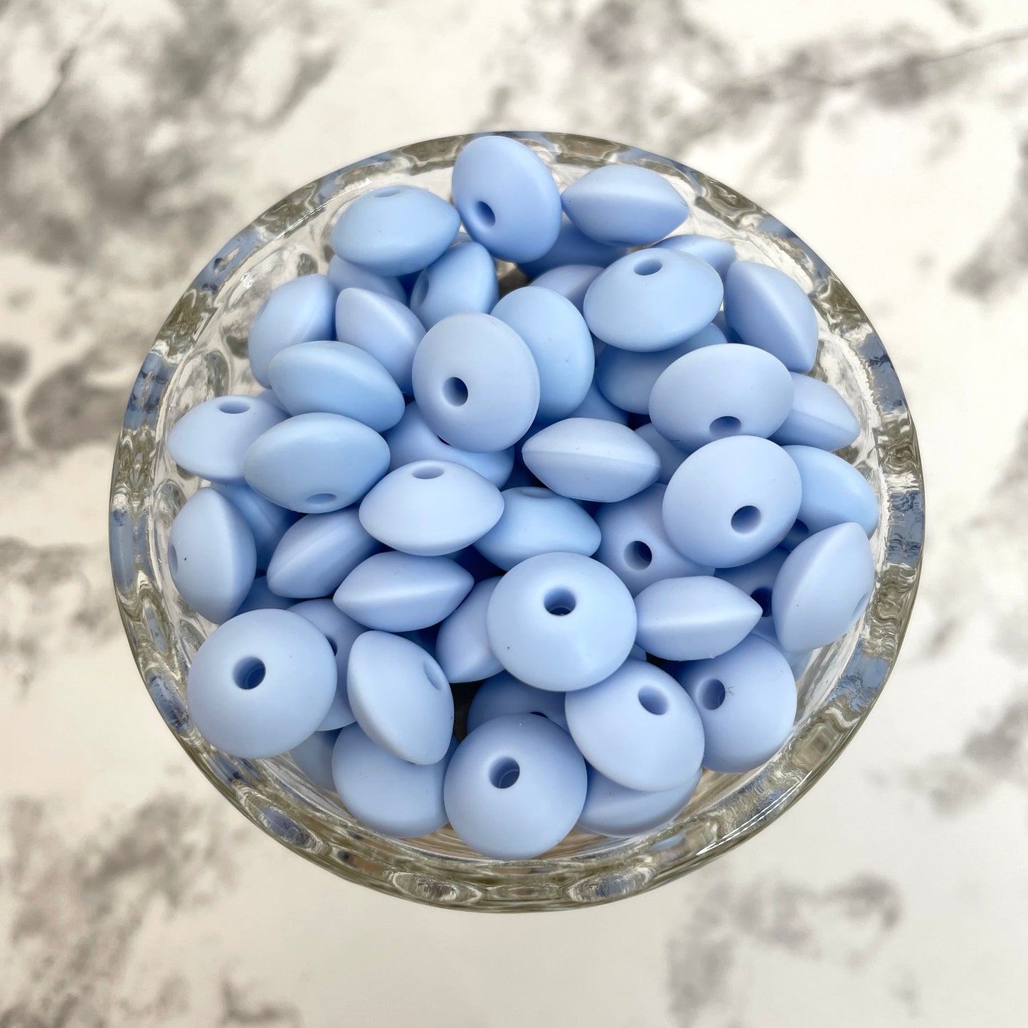 12mm Lentil Silicone Beads - Pastel Blue