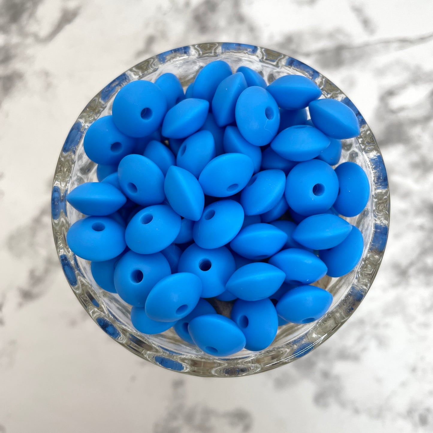 12mm Lentil Silicone Beads - Deep Sky Blue