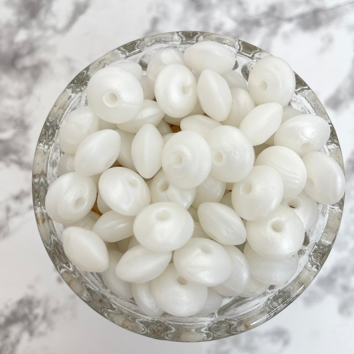 12mm Lentil Silicone Beads - White Pearl