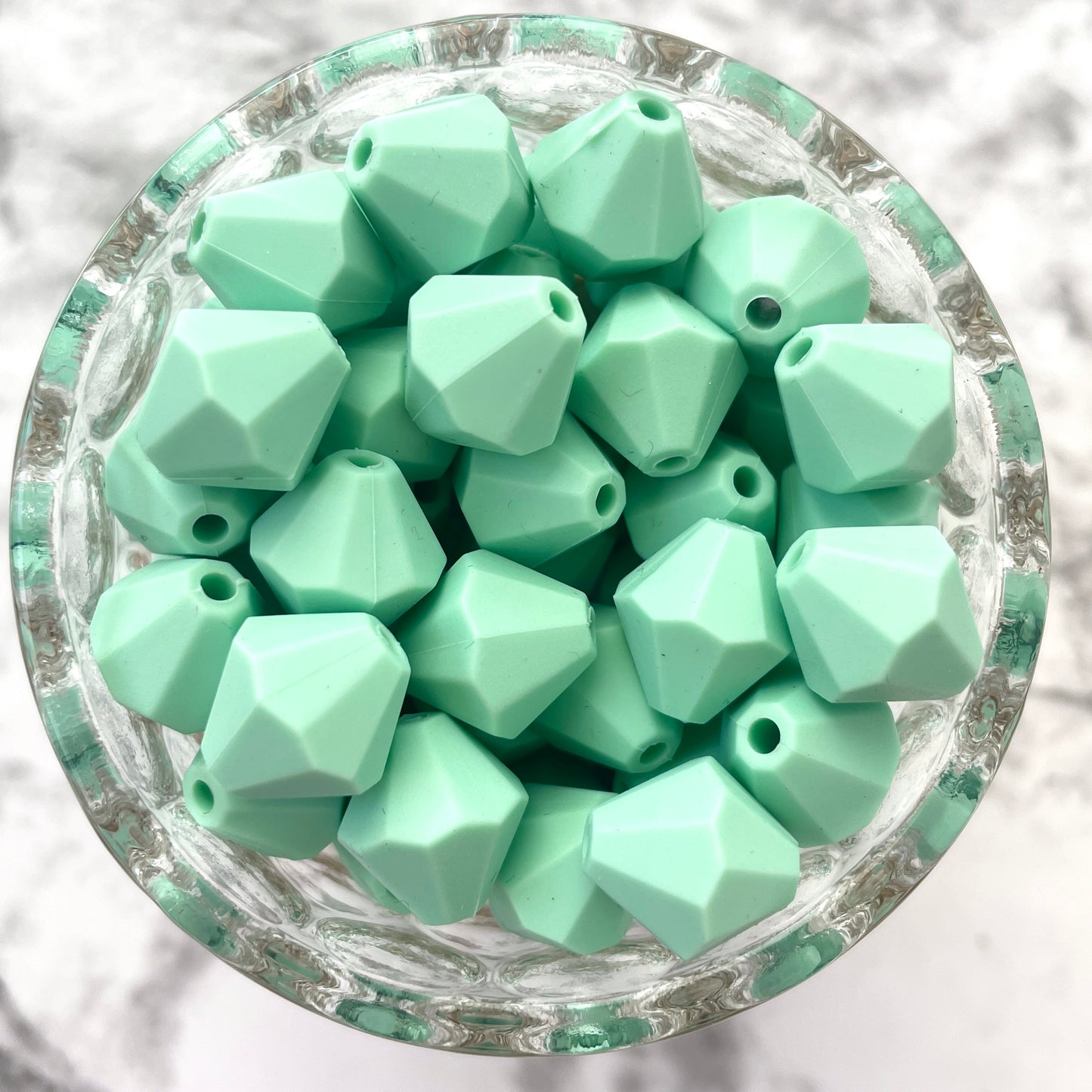 13mm Diamond Silicone Beads - Mint